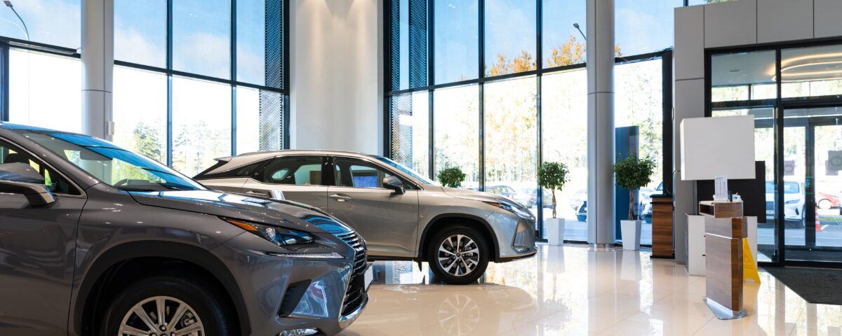 Cars in showroom