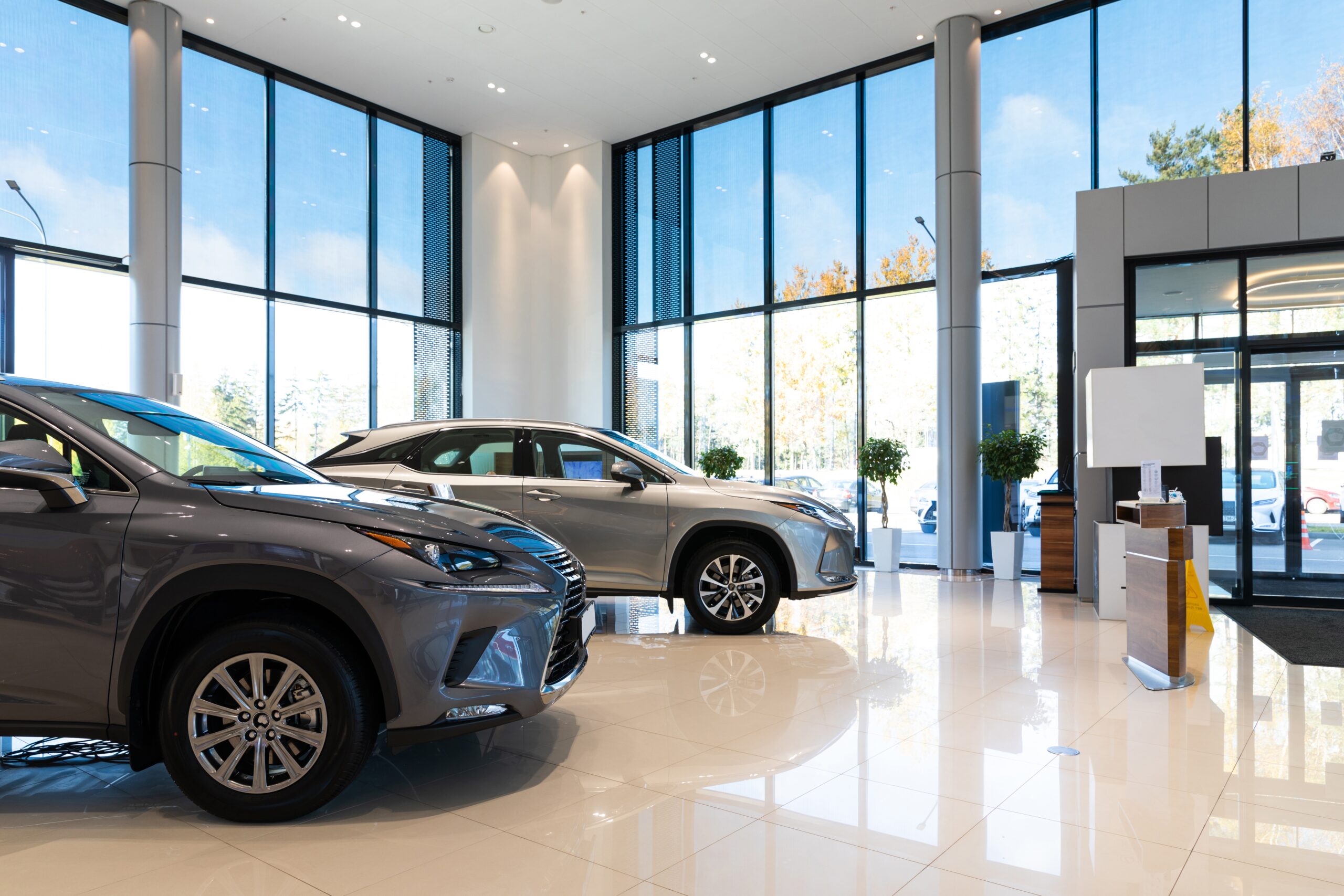 Cars in showroom